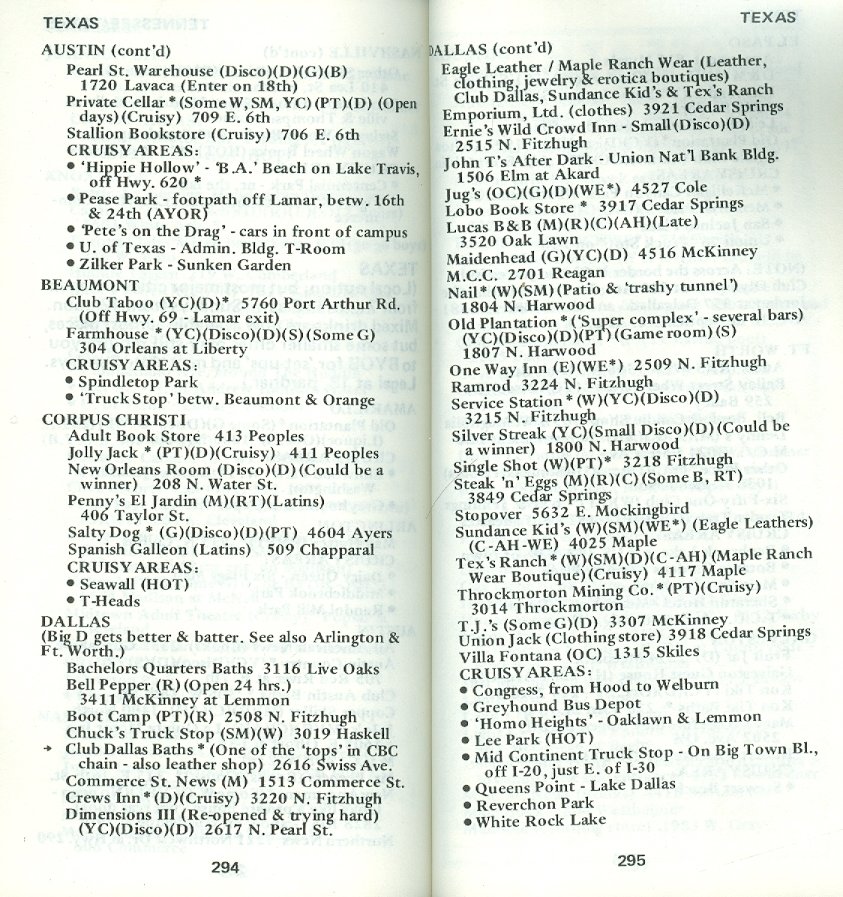 Houston Damron's Guide Listings