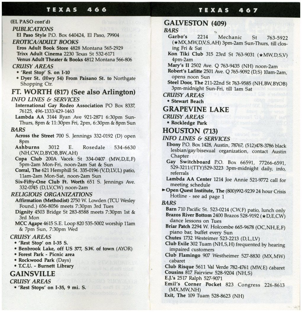 Houston Damron's Guide Listings