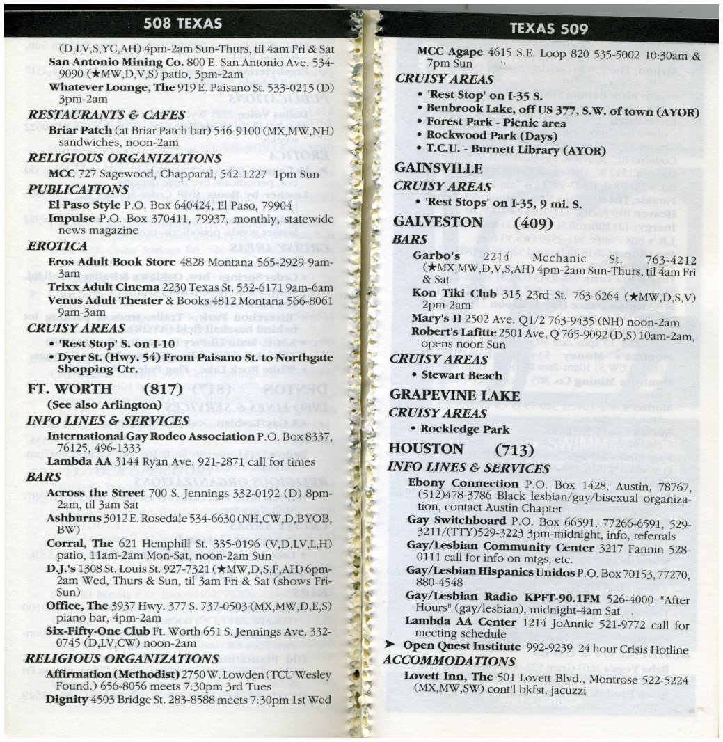 Houston Damron's Guide Listings