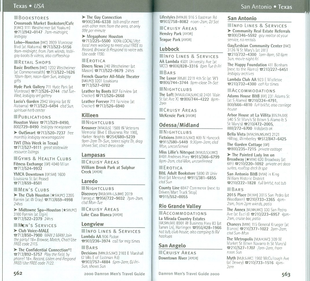Texas Damron's Guide 2000 & 2006